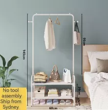 METAL OPEN WARDROBE MODERN STORAGE SHELF CABINET TALL CLOTHES HANGER COAT RACK W