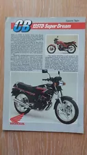 HONDA CB125TD SUPER DREAM MOTORCYCLE Sales Specification Leaflet April 1986