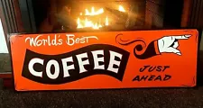 PERSONALIZED 36" Vintage Hand Painted COFFEE Donut Cafe Bistro Business Sign