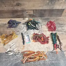 Assortment of rubber fishing bait lot Of 8 worms lizards Shad Crawdads W-3