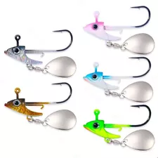 5Pcs Underspin Jig Head Hooks Set Fishing Lure with Bladed Swimbait for Trout