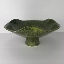 Ikebana Vase Pottery Green Glazed Footed Japan Modernist 12in