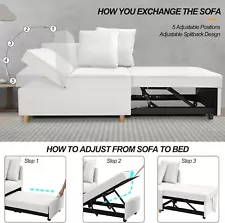 White Folding Ottoman Sofa Bed Chair 4 in 1 Sleeper Futon Fouch Bed Velvet Couch