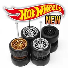 1/64 Scale BBS LM v3 20 SPOKE Real Riderz Wheels Rims Tires Set for Hot Wheelz