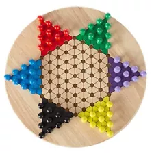 Chinese Checkers Game Set with 11 inch Wooden Board and Traditional Pegs, Gam...