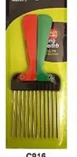 AFRO COMB METAL TEETH FOLDING/FOLDABLE COLOUR HANDLE HAIR BRUSH COMBS# C916