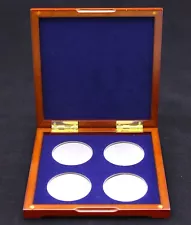 CHERRY BOX for AMERICAN SILVER EAGLE, PEACE, MORGAN, IKE AIRTITE HOLDER 4I BLUE