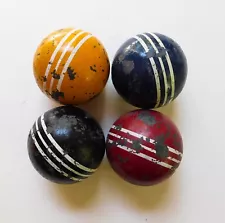 4 Vintage Composite Croquet Balls 3 Stripes 3"