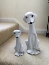 CERAMIC WHIPPET DOGS. SET OF TWO. MOTHER AND PUP. 15ins