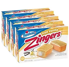 Hostess Zingers Iced Vanilla Cake, 10 Piece (Pack of 4)