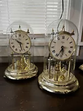 2 For Sale Elgin Domed Quartz Anniversary Gold W/rotating Pendulum & Roman Num.