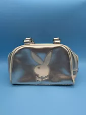 Vintage Playboy Purse Handbag Faux Leather Bunny Logo Silver Metallic