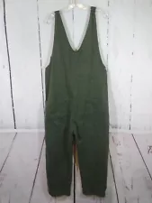 Free People High Roller Denim Jumpsuit Womens M Green Harem Baggy Boho Oversized