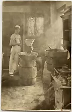 RPPC Real Photo Postcard - Worker With Grinder Or Mixer