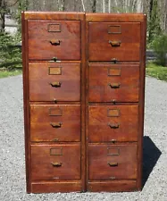 Antique Pair of Library Bureau Sole Makers File Cabinets