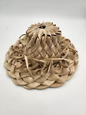 PALMETTO BRAID WEAVE PALM FROND COCONUT LEAF BEACH HAT NATURAL