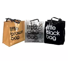 Bloomingdales Little Shopping Bags Lot of 3 Plastic Black Brown Clear w/ Handles