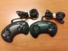 Original Sega Genesis 3 Button Controllers Model 1650 OEM Black Set of 2