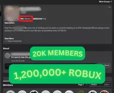 [ SEND OFFERS ] 1,200,000+ Robux/Yr + 20k Member Roblox Group for sale | SEND DM