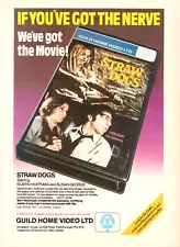 Film Magazine Advert Straw Dogs Dustin Hoffman Susan George Pre-Cert Video Ad