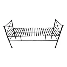 Vintage Wrought Iron Metal Settee Bench Black Frame