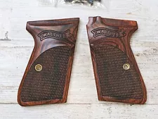 Walther PPK/S Wood Grips For ARKANSAS Version. Super Walnut Checkered w/ Banner