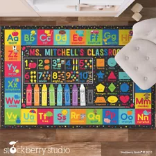 Teacher Classroom Rug Kids Shapes Numbers ABC Color Playroom Area Rug Toddler