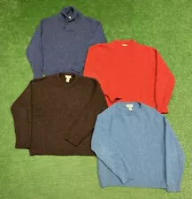 Lot Of 4 Vintage 90s LLBean Wool Men’s Crew Neck Sweaters Made In USA Size Large