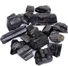 Black Tourmaline Crystals Bulk 1/2 LB Large Pieces+free Selenite stick USA