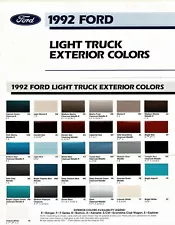 1992 Ford F-Series Pickup Truck Bronco Ranger Explorer Vans Paint Chip Brochure