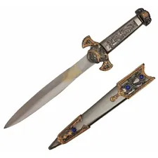 14" ORNATE ROMAN CENTURION DAGGER w/ SCABBARD Medieval Knife Short Sword Fantasy