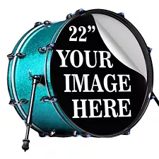 Custom 22" Bass Drum Head Decals Skin Wrap Kick Sticker Vinyl Music Band