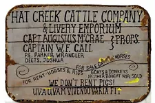 Lonesome Dove Hat Creek cattle Co. Metal Tin Sign 8 x 12 Vintage Retro Look