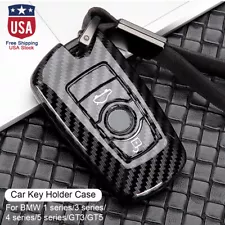 For BMW F30 F10 320i M3 M4 M5 Carbon Fiber Smart Remote Key Case Cover Holder (For: More than one vehicle)