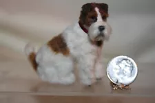 Miniature Dollhouse Artist Sculpt & Furred Realistic Jack Russell Terrier Dog