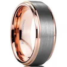 Ebay Wedding Rings For Men. 8mm Rose Gold & Silver Matte Tungsten Wedding Band