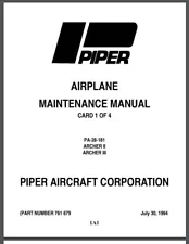 PIPER ARCHER MAINTENANCE MANUAL on CD/DVD