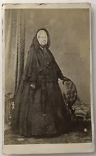 CdV. Victorian Lady, Mourning Dress and Gown. 1860-70s. Mrs David Laing