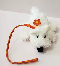 Plush Shaggy Dog w Leashe 5" White Terrier Puppy Pet for Doll Embroidered Fluffy