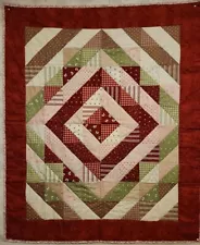 Handmade Machine Quilted Christmas Diamonds Quilt 50 x 42 Inches