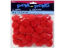 Darice Pom Poms - Red - 1 inch -6 pack (240 pieces)