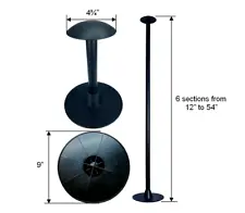 Pactrade Marine Boat Pontoon Cover Support Pole Adjustable 12-54" Black 6 Parts