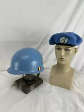 Belgian Peacekeepers M1 Helmet UN Congo 1966 And UN Beret 7 1/4