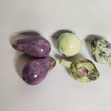 Vintage Ceramic Vegetables Realistic Ceramic Car Artichoke Egg Plant Lot Of 5