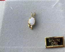 Vintage Genuine Opal 14k Gold Filled Pendant NOS New Old Stock 5/8"