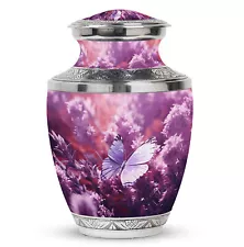 Urns For Ashes Small Purple Butterfly On A Purple Meadow (10 Inch) Large Urn