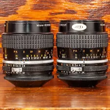 Lot Two Nikon Micro Nikkor 55mm 2.8 Macro Prime Lens Tested Working Stiff Focus