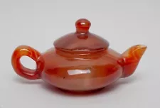 Vintage Chinese Cameo Agate Tea Pot, 1980-90s.