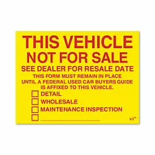 CHECK BOX NOT FOR SALE STICKERS RED & YELLOW (100 PER PACK) AUTO DEALER #vt787