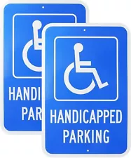 2 pack Handicap Parking Sign Aluminum Composite Metal Parking Lot Signs 18"x12"